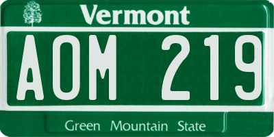 VT license plate AOM219