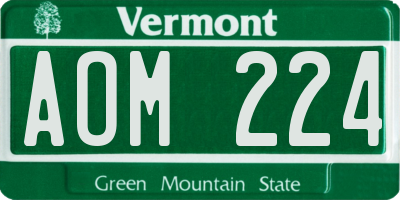 VT license plate AOM224