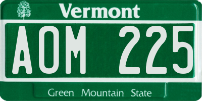 VT license plate AOM225