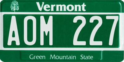 VT license plate AOM227
