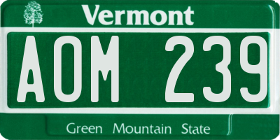 VT license plate AOM239