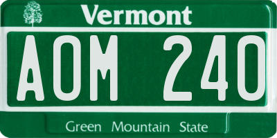 VT license plate AOM240