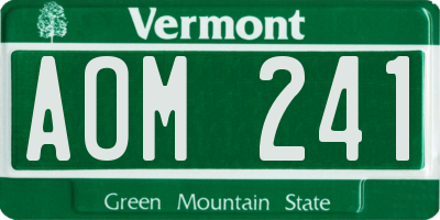 VT license plate AOM241