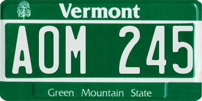 VT license plate AOM245