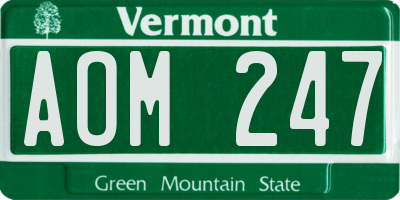 VT license plate AOM247
