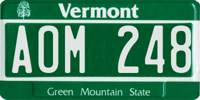 VT license plate AOM248