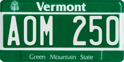 VT license plate AOM250