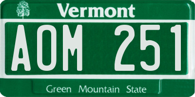 VT license plate AOM251