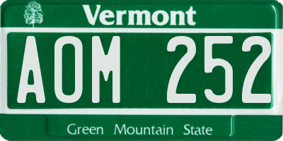 VT license plate AOM252