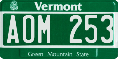 VT license plate AOM253
