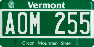 VT license plate AOM255