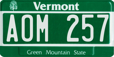 VT license plate AOM257