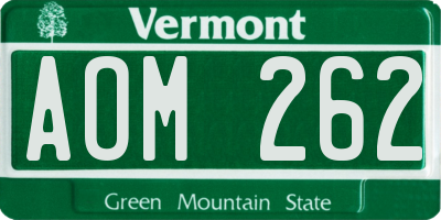 VT license plate AOM262