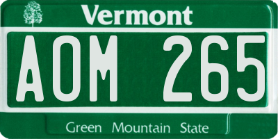 VT license plate AOM265