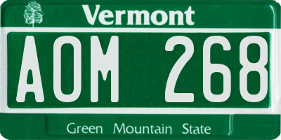 VT license plate AOM268