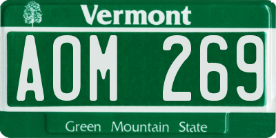 VT license plate AOM269