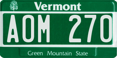 VT license plate AOM270