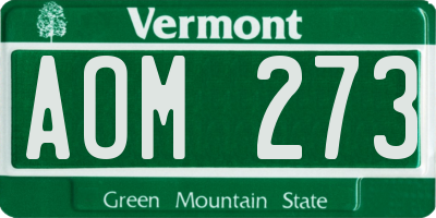VT license plate AOM273