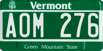 VT license plate AOM276