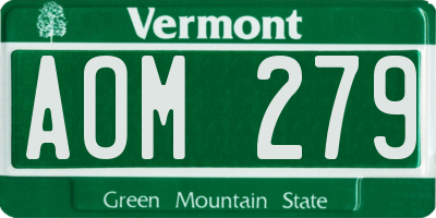 VT license plate AOM279