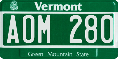 VT license plate AOM280