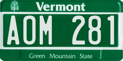 VT license plate AOM281