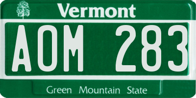 VT license plate AOM283