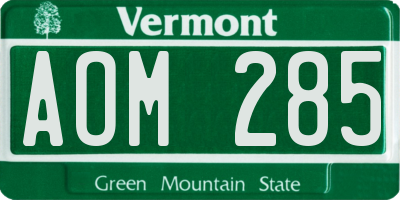 VT license plate AOM285