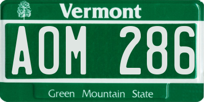 VT license plate AOM286