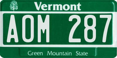 VT license plate AOM287