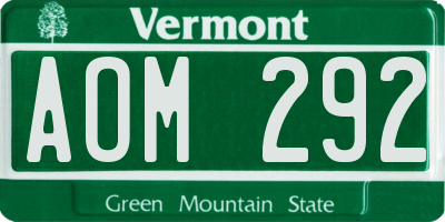 VT license plate AOM292