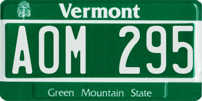 VT license plate AOM295