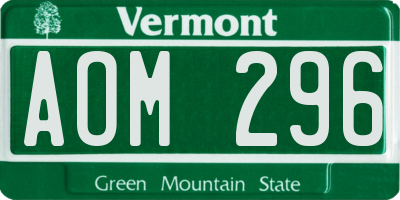 VT license plate AOM296