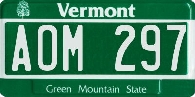 VT license plate AOM297