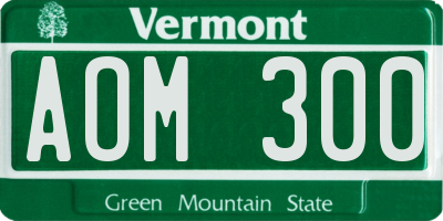 VT license plate AOM300