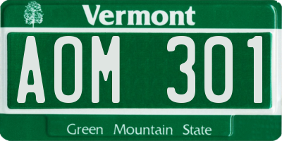 VT license plate AOM301