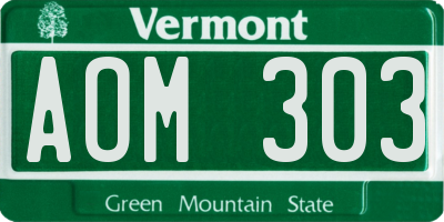 VT license plate AOM303