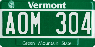 VT license plate AOM304