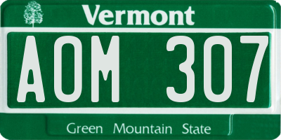 VT license plate AOM307