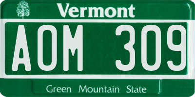 VT license plate AOM309