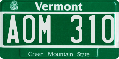 VT license plate AOM310