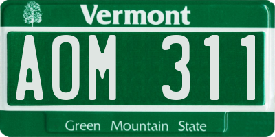 VT license plate AOM311