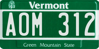 VT license plate AOM312