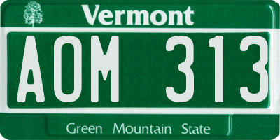 VT license plate AOM313