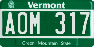 VT license plate AOM317