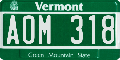 VT license plate AOM318