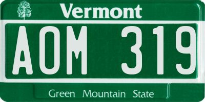 VT license plate AOM319