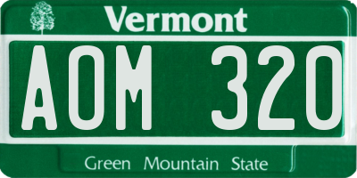 VT license plate AOM320