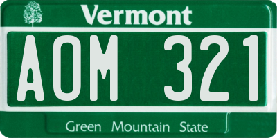 VT license plate AOM321