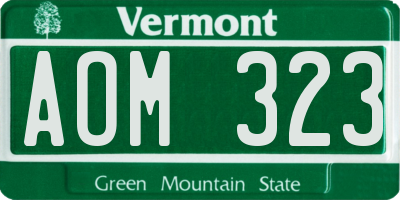 VT license plate AOM323